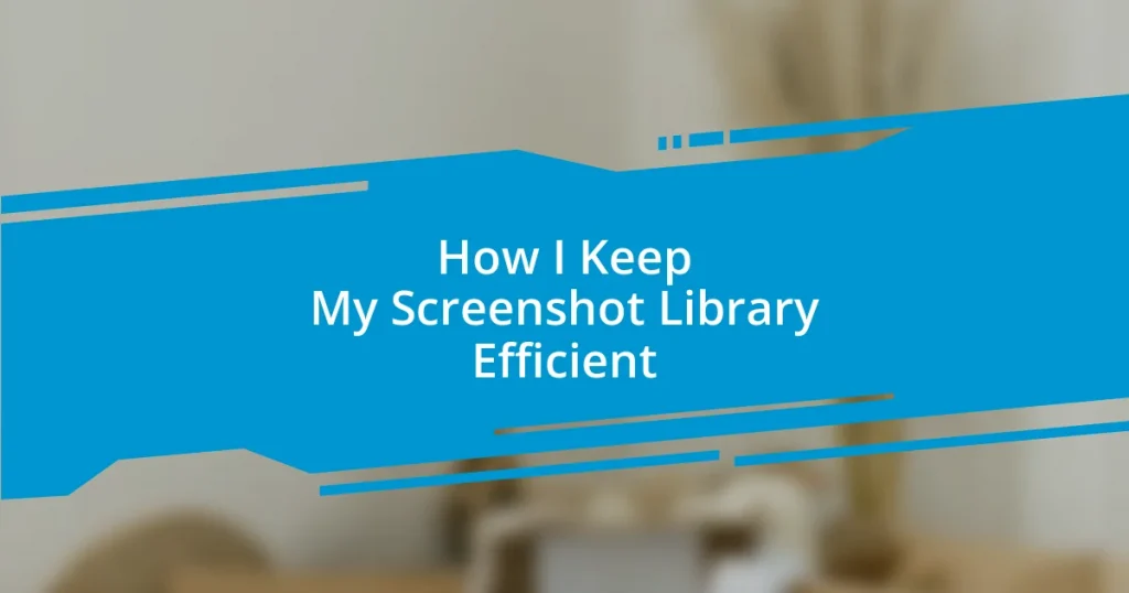 How I Keep My Screenshot Library Efficient