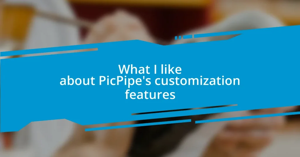 What I like about PicPipe’s customization features